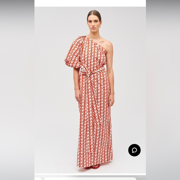 One-Shoulder Apple-Print Column Maxi Dress *worn once* - Picture 3 of 5